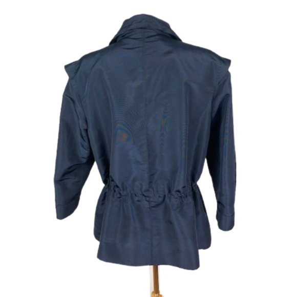 New Oscar de la Renta Runway Navy Silk Faille Jacket 10 - Picture 10 of 14